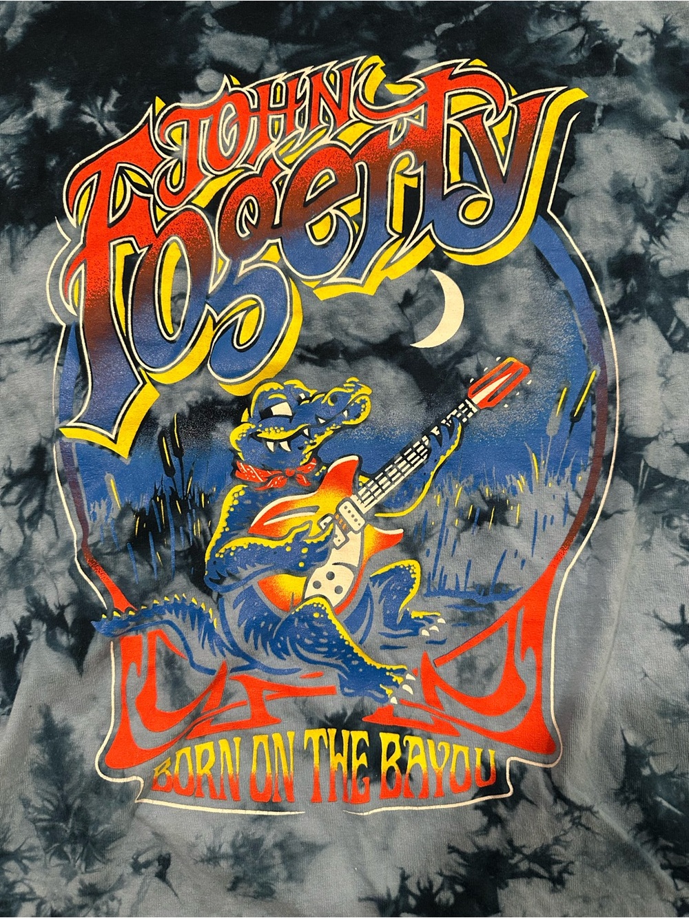 John Fogerty Born on the Bayou Tie Dye T-Shirt Size XL Blue Fortunate Son band
